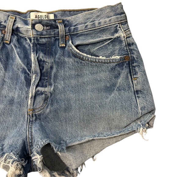 AGOLDE Parker Vintage Denim Jean Shorts Swampmeet Blue Size 26 Button Fly - Picture 3 of 7